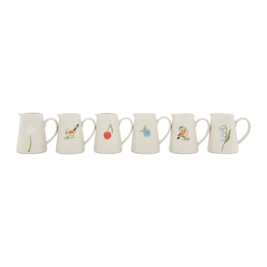 Hello Honey® White Stoneware Creamer with Hand-Painted & Embossed Birds Set